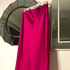 Fuchsia Satin MIDI Skirt